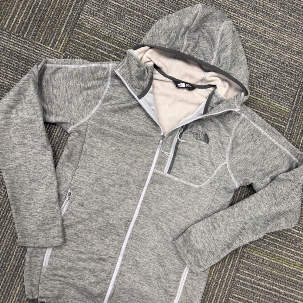 The North Face Fleece Hoodie Mens XS Grey EUC Full Zip Hiking Jacket NF0A3SO5